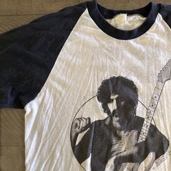 Vintage 70s Frank Zappa Smoking Raglan T Shirt Guitar Barking Pumpkin Records L - Picture 7 of 14